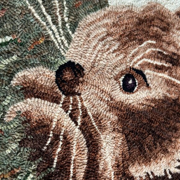 Vintage Hooked Rabbit & Morning Glory Tapestry - Picture 2 of 6